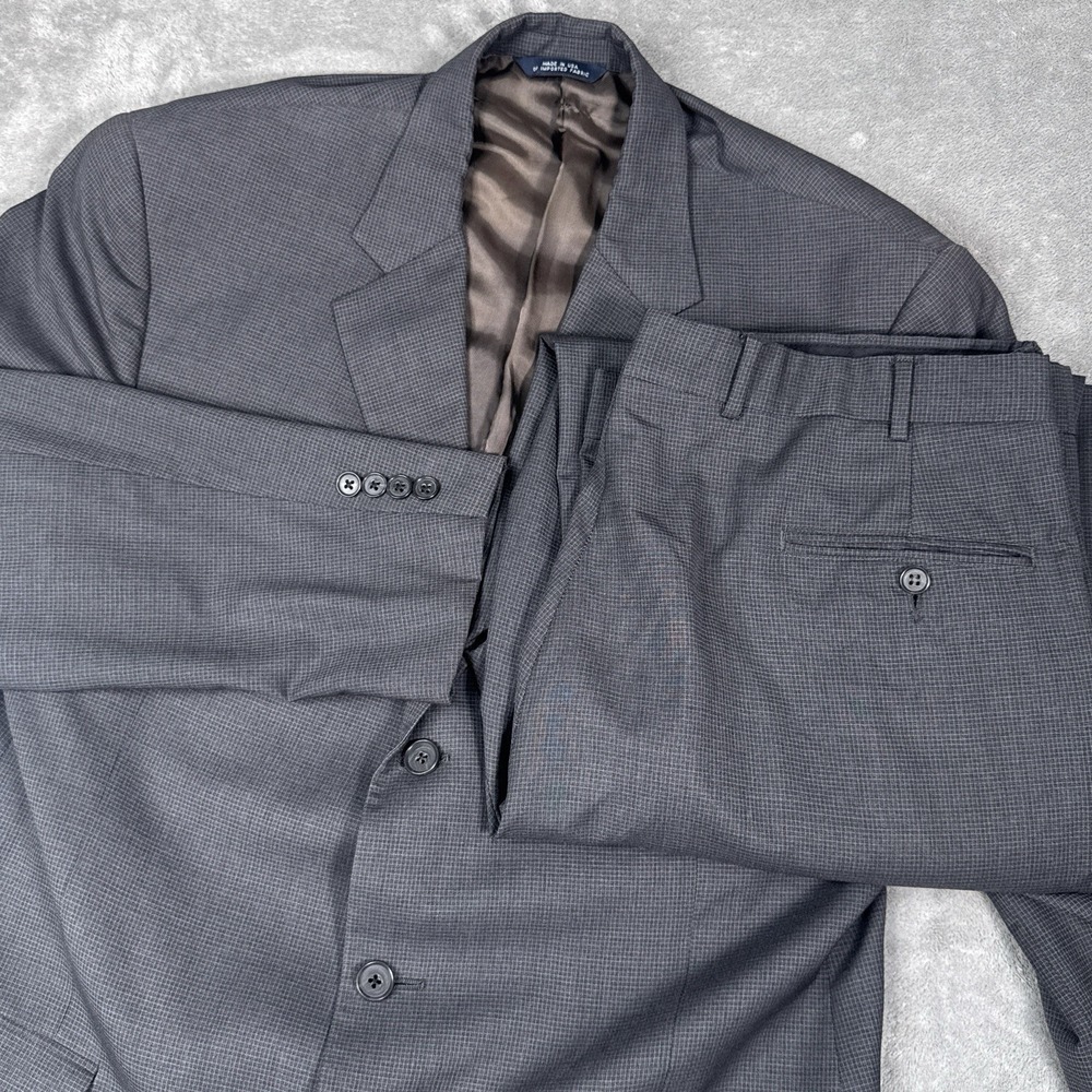 Brooks Brothers‎ Mens 43L Gray Check 100% Wool 2 Piece Suit Made In USA  36x30